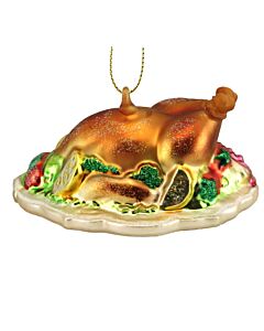 Gisela Graham Turkey Dinner Glass Decoration